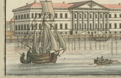 Hand-Colored Engraving of the Academy of Sciences, St. Petersburg, ca. 1792-1820