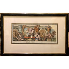 Hand Colored Engraving Print of Roman Architecture Nudes by Petrus Aquila