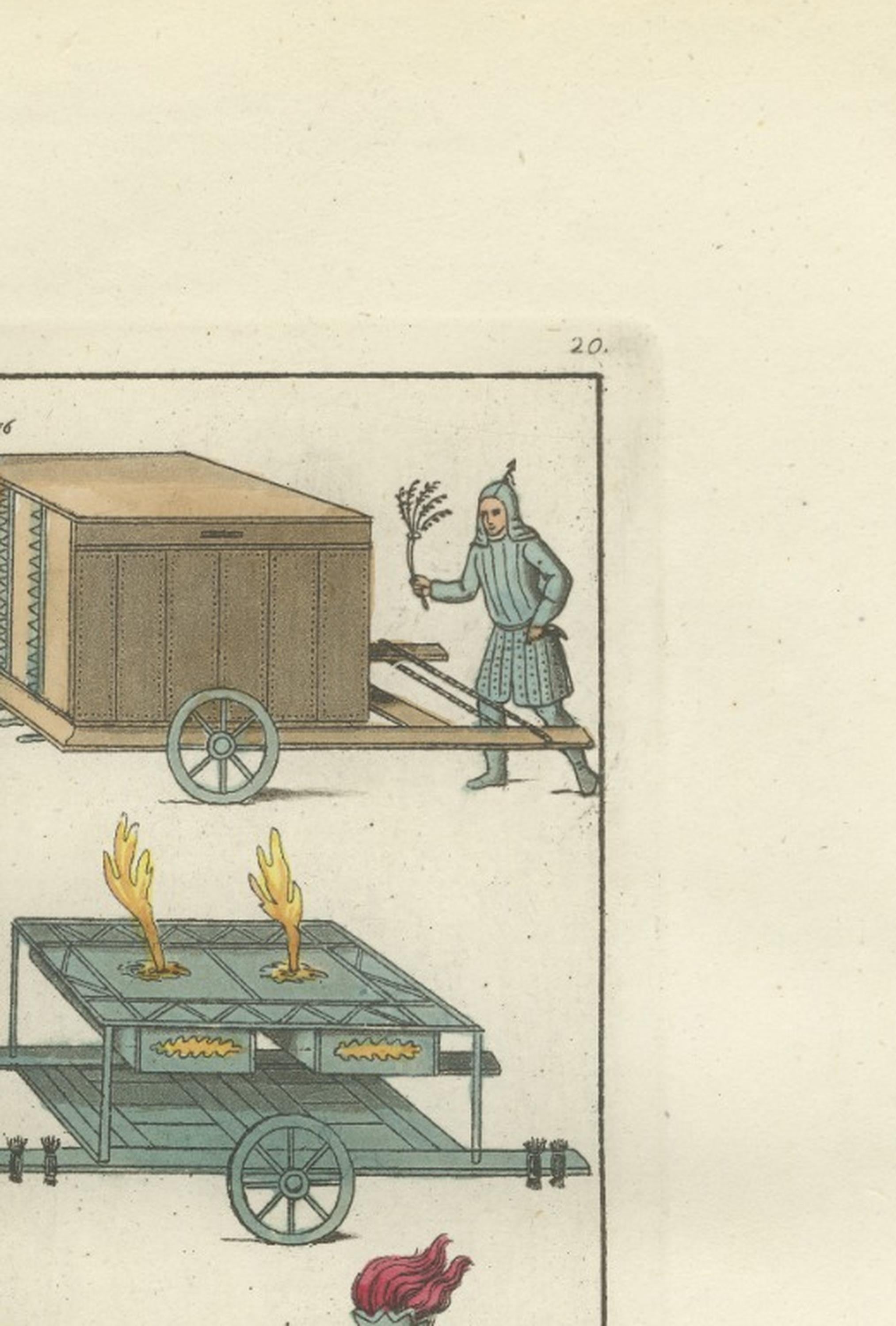 Hand-Colored Engravings of Chinese Military Equipment, Circa 1815