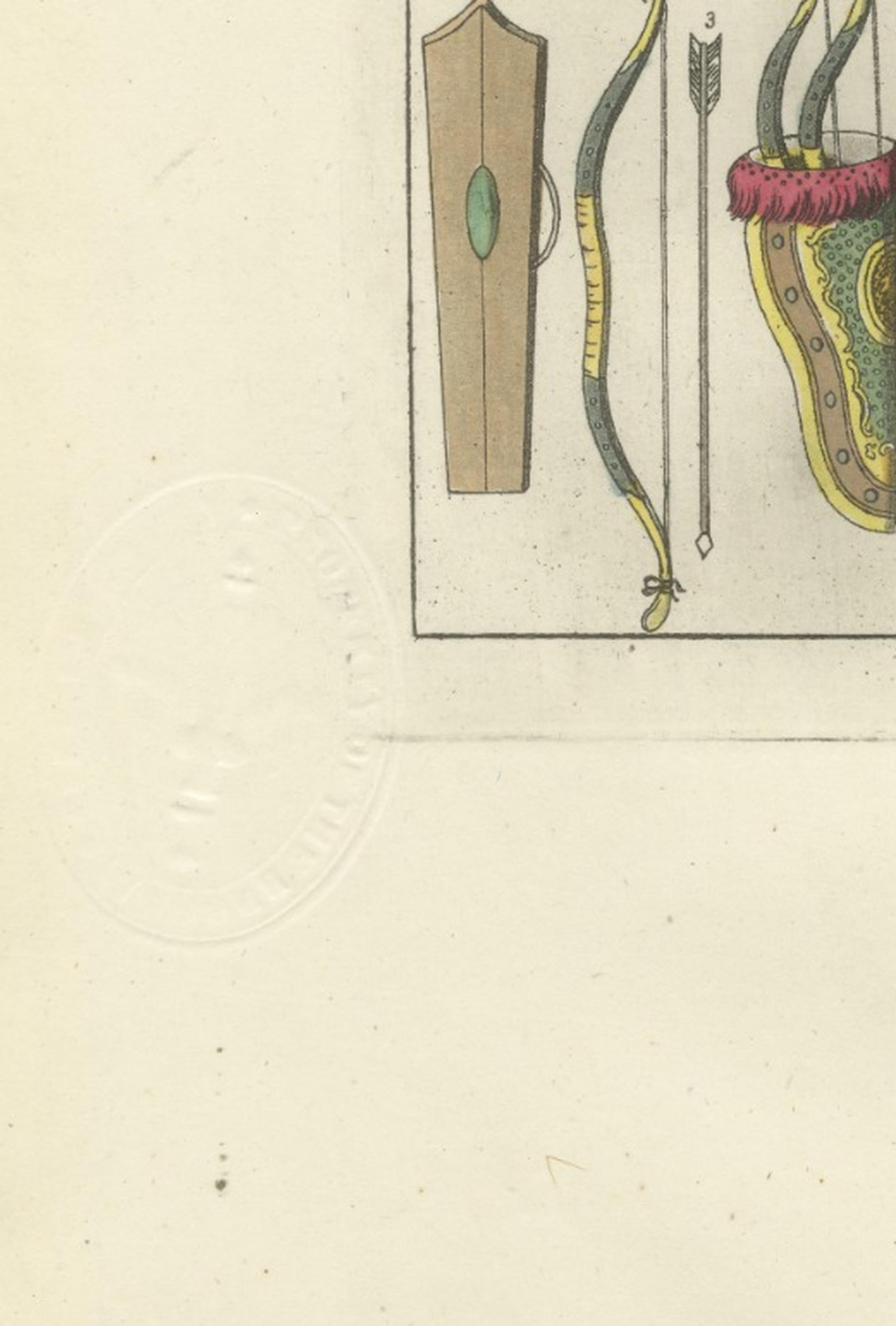 Hand-Colored Engravings of Chinese Military Equipment, Circa 1815
