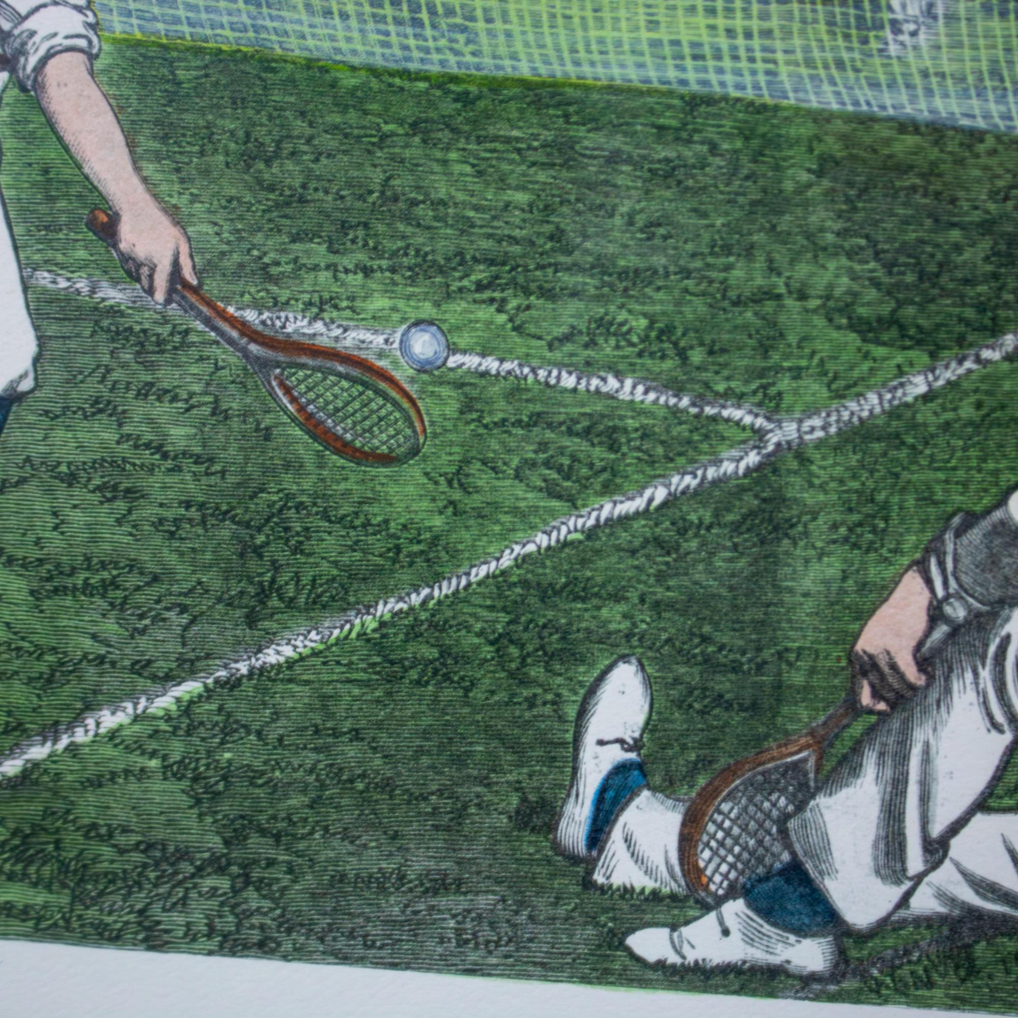 Handkolorierter gerahmter Druck First National Lawn-Tennis Tournament Staten Island im Angebot 8