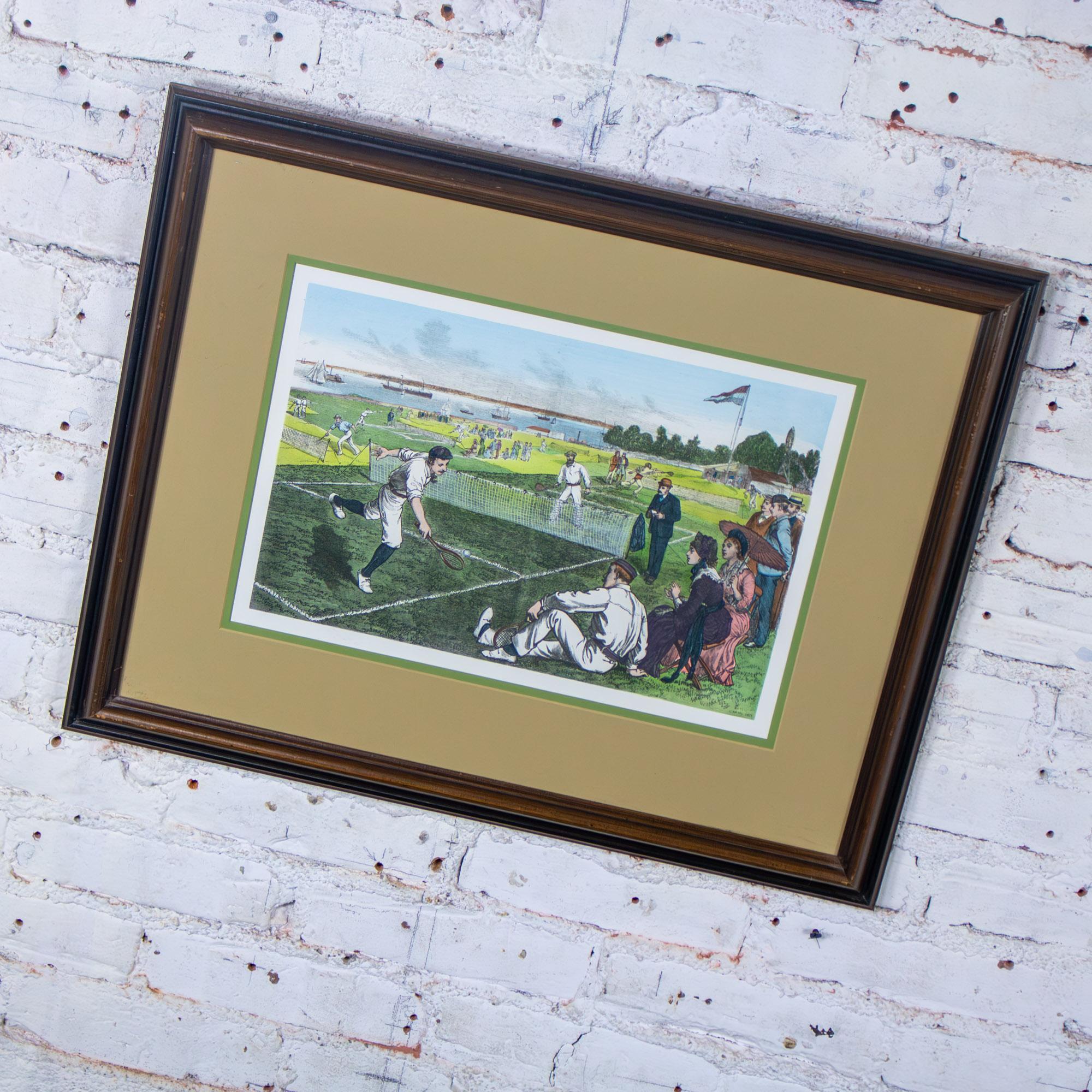 Handkolorierter gerahmter Druck First National Lawn-Tennis Tournament Staten Island im Angebot 9