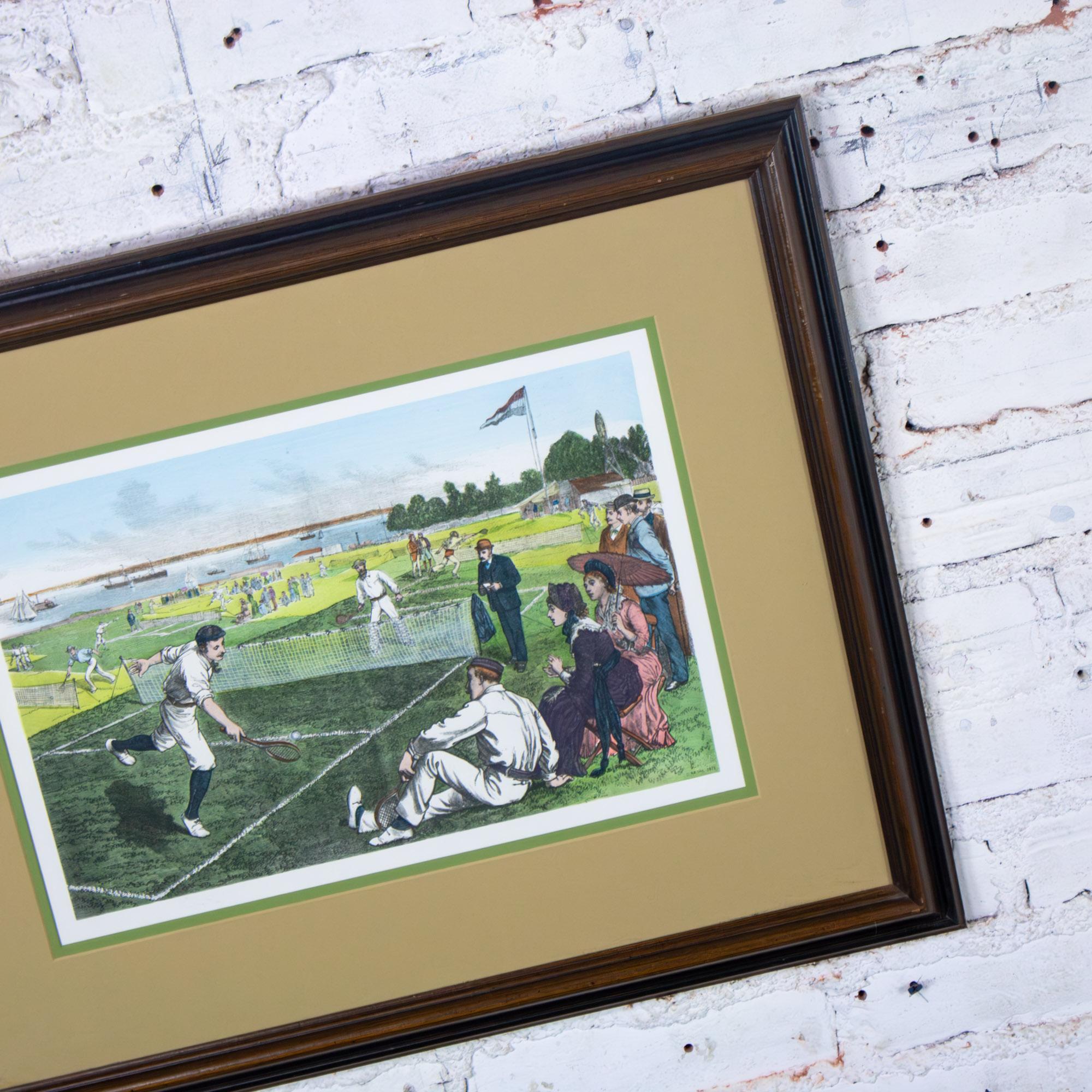 Handkolorierter gerahmter Druck First National Lawn-Tennis Tournament Staten Island im Angebot 10