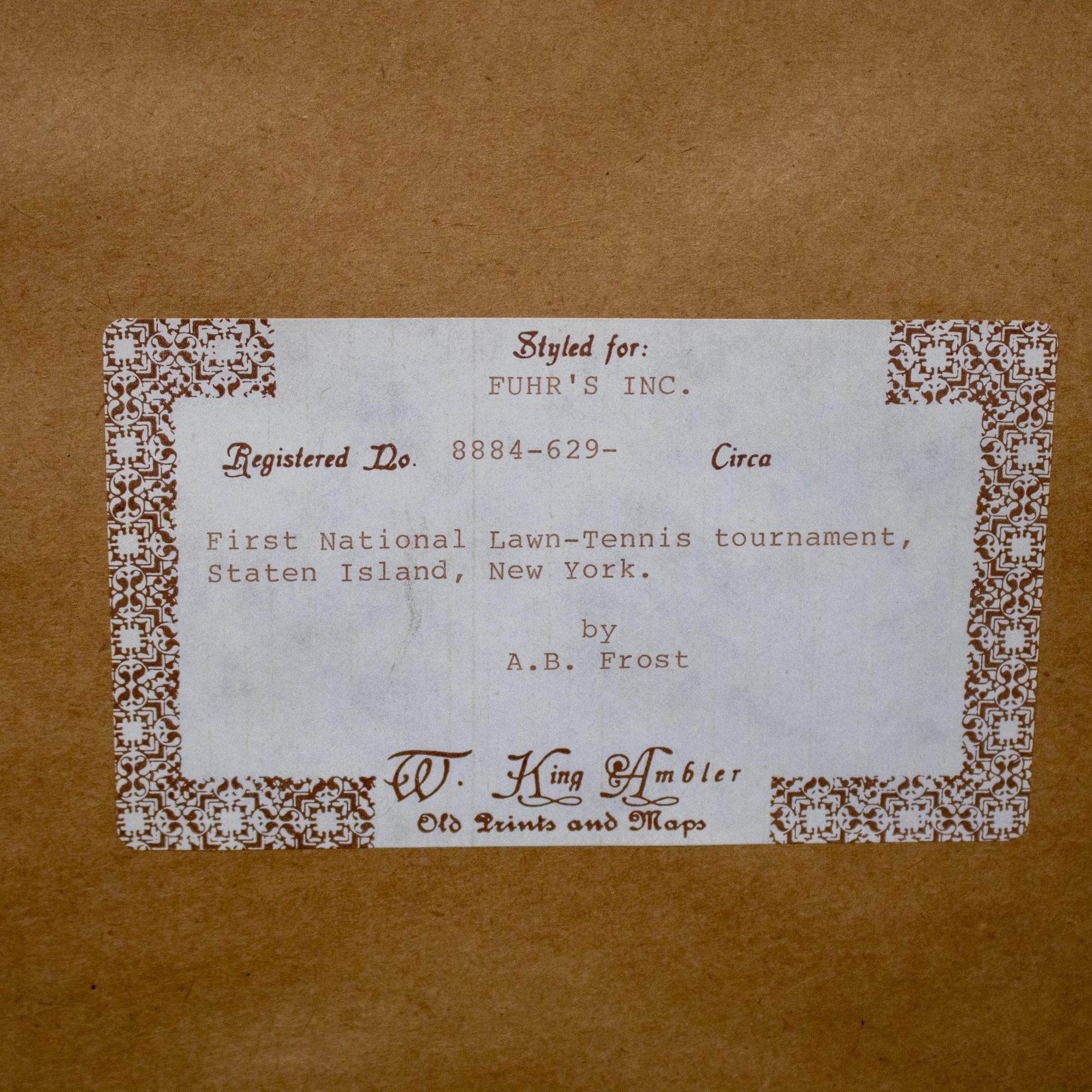 Handkolorierter gerahmter Druck First National Lawn-Tennis Tournament Staten Island im Angebot 12