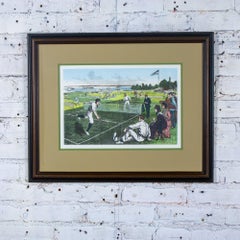 Hand Colored Framed Print First National Lawn-Tennis Tournament Staten Island