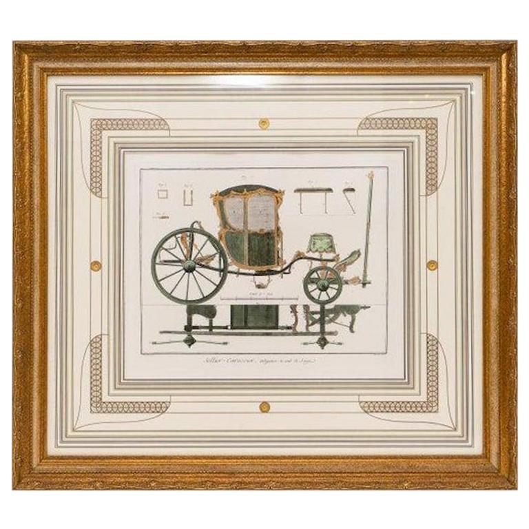 Hand Colored French Engraving of Carriage