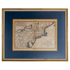Handkolorierte französische Karte, Carte des Etats Unis, Par Bonne, Ende des 18. Jahrhunderts