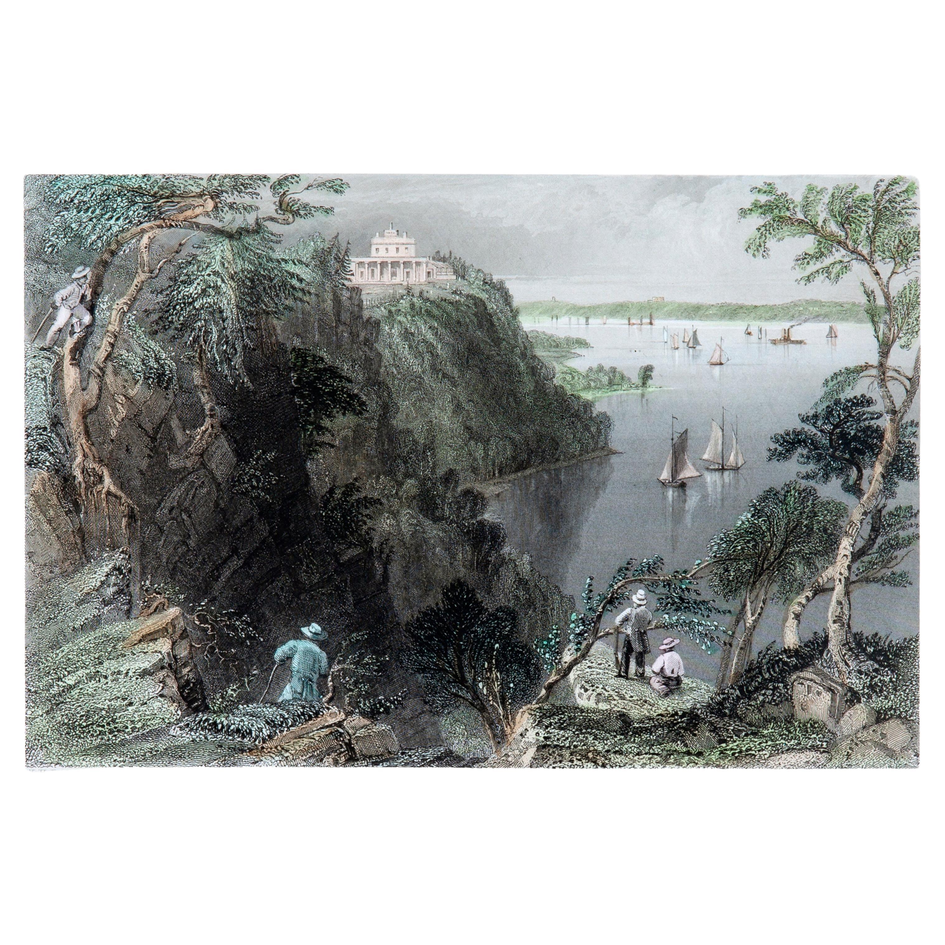 American Hand colored Lithograph of Life on the Hudson River  For Sale