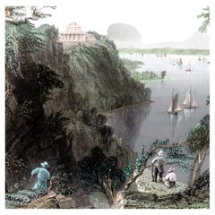 Hand colored Lithograph of Life on the Hudson River