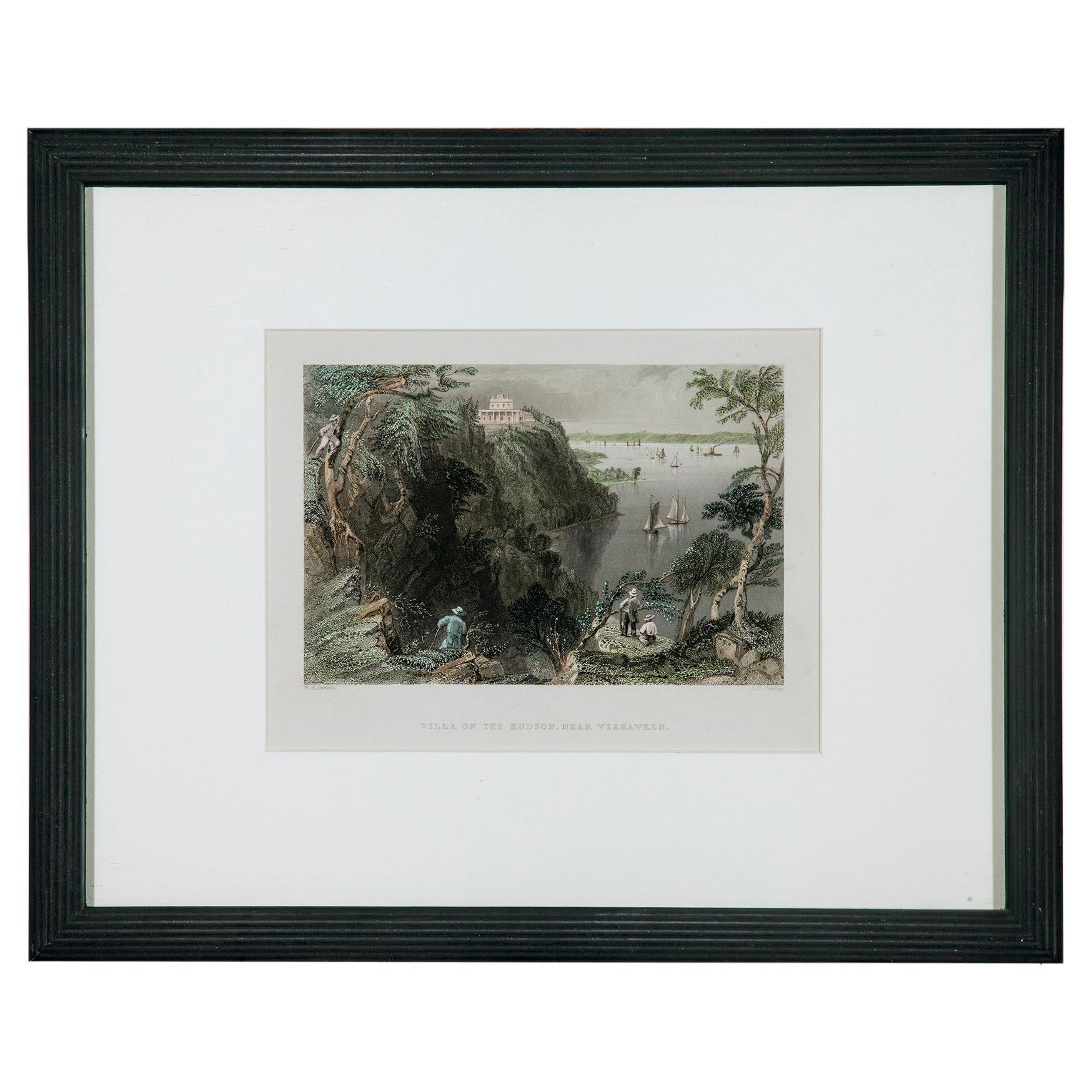 Hand colored Lithograph of Life on the Hudson River