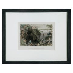 Handkolorierte Lithographie des Lebens am Hudson River