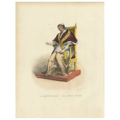 Hand-colored Lithograph, Sa Sainteté Recevant (His Holiness Receiving), 1862