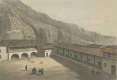 Hand-colored lithograph views of Huánuco & Huari, Peru – Plazas Mayores, 1865