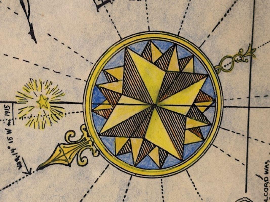 Artisanat Carte de Nantucket coloriée à la main par Austin Strong (1881 - 1952), vers 1921 en vente