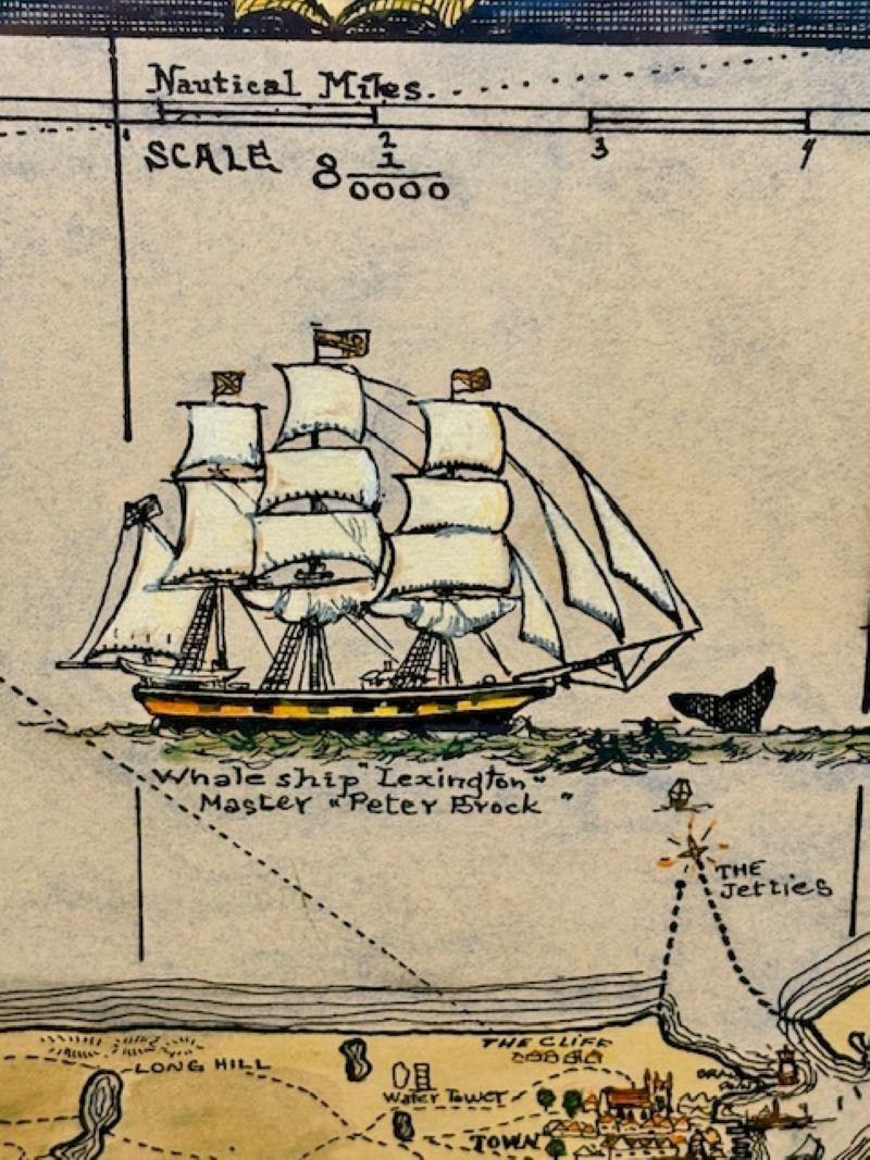 Américain Carte de Nantucket coloriée à la main par Austin Strong (1881 - 1952), vers 1921 en vente