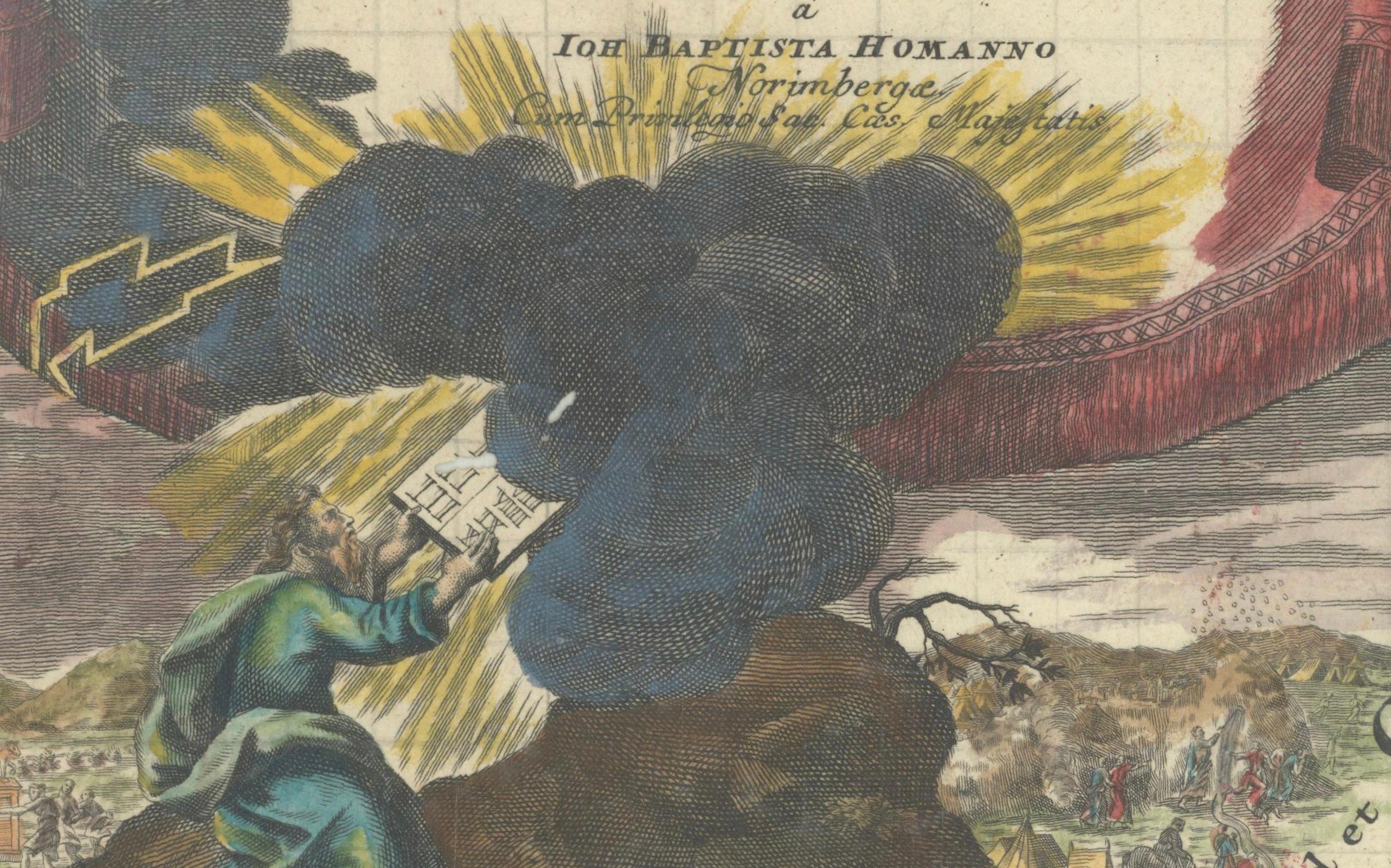 Mapa coloreado a mano de Tierra Santa dividida entre las doce tribus, c.1720 en venta 2