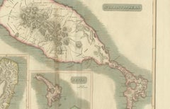 Mappa colorata a mano delle Isole delle Indie Occidentali: Saint-Christophe, Saint Lucia e Nevis