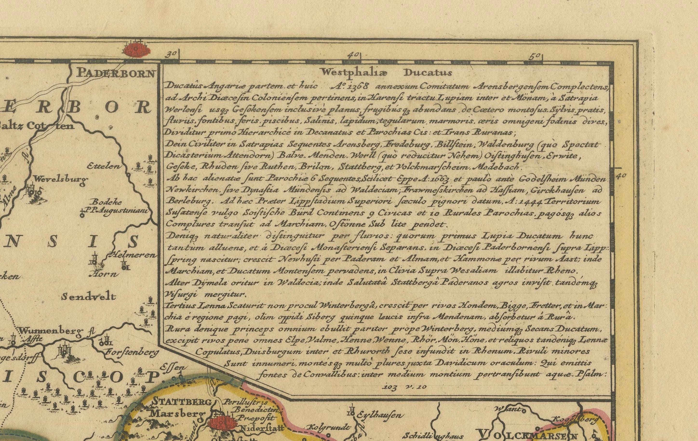 Carte de Westphalie coloriée à la main - Gravure sur cuivre par Ottens, Amsterdam c.1720 en vente 3