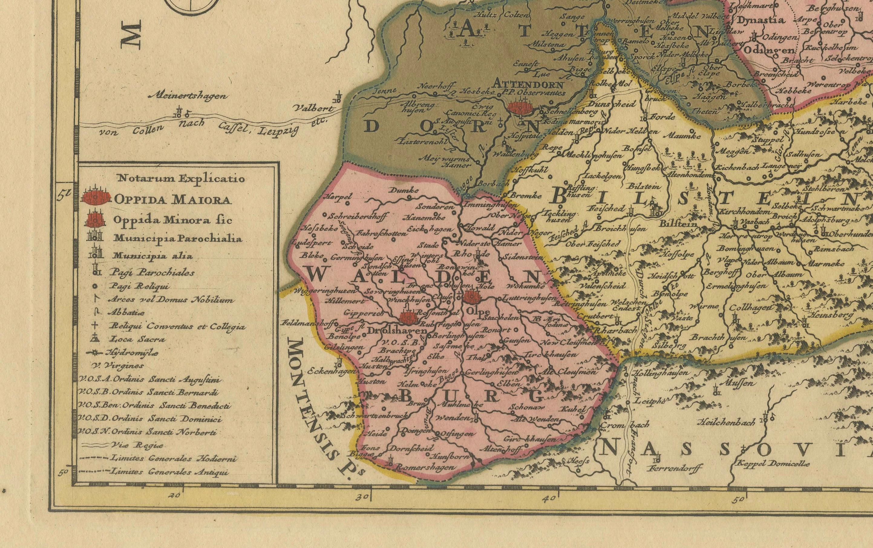 Carte de Westphalie coloriée à la main - Gravure sur cuivre par Ottens, Amsterdam c.1720 en vente 2