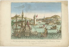 Hand-Colored Vue d’Optique of the Harbour of Havana, Cuba, circa 1770