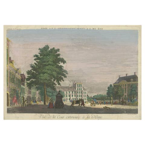 Hand-Colored Optical View of Buitenhof, The Hague, by Jacob Wagner, ca. 1760