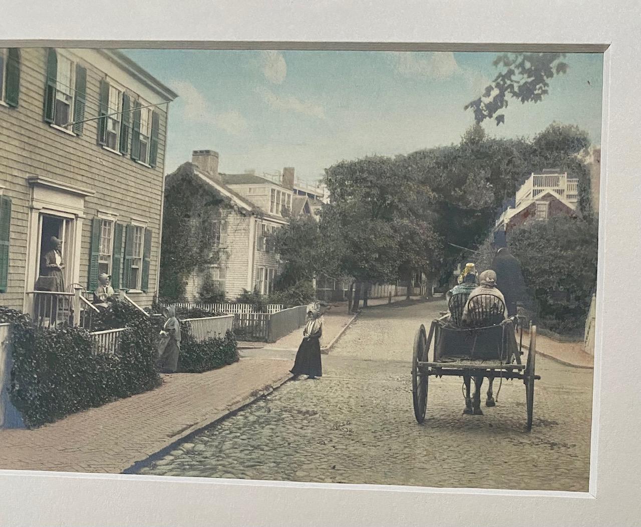Antique Hand Colored Photograph of Nantucket Street Scene by Marshall Gardiner (1884-1942), circa 1910, a period hand tinted photograph entitled 