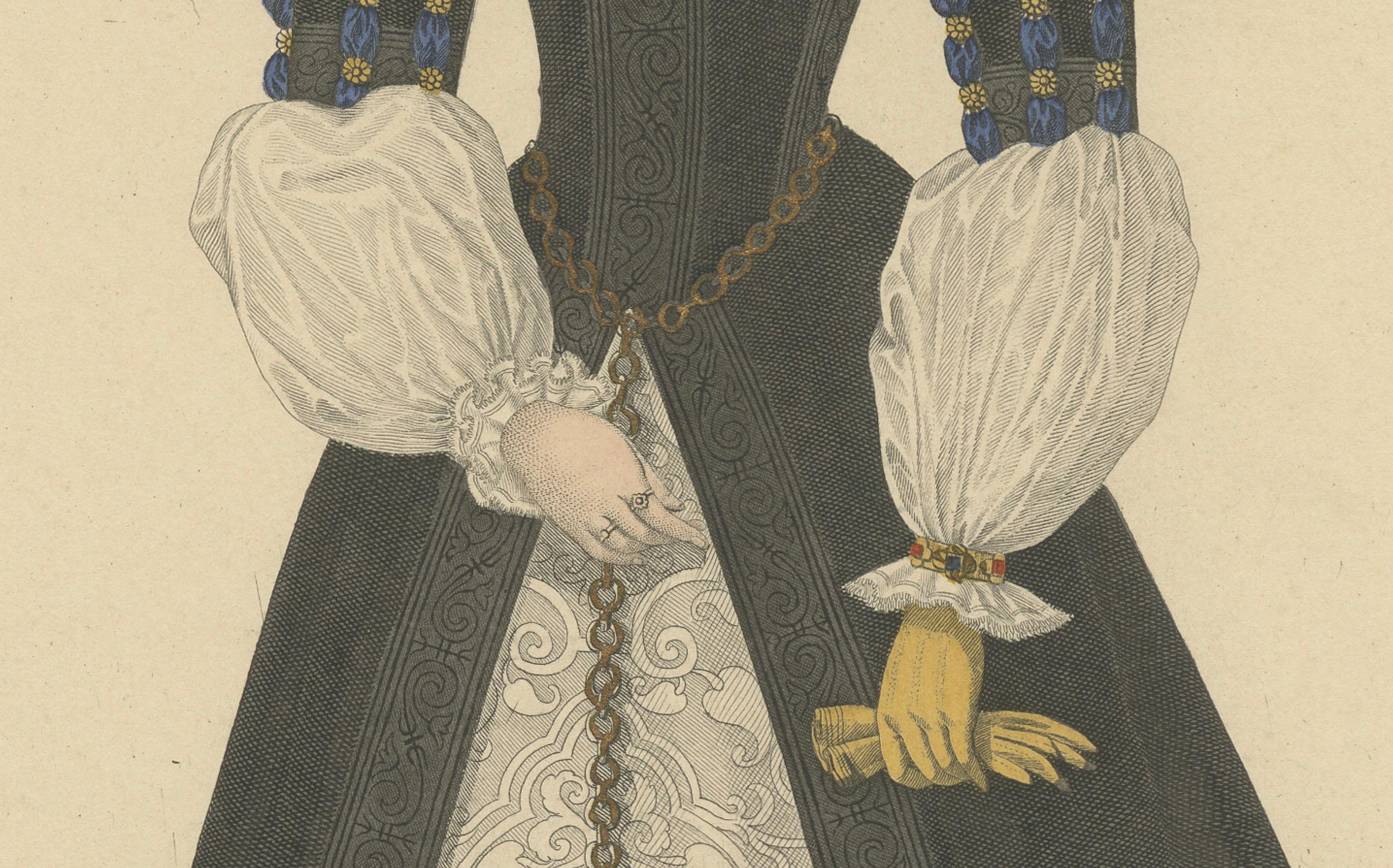 Handkoloriertes Porträt von Anne de Pisseleu, Duchesse d'Étampes, 1900 (Französisch) im Angebot