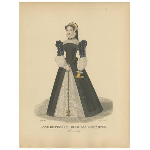 Hand-Colored Portrait of Anne de Pisseleu, Duchesse d’Étampes, 1900