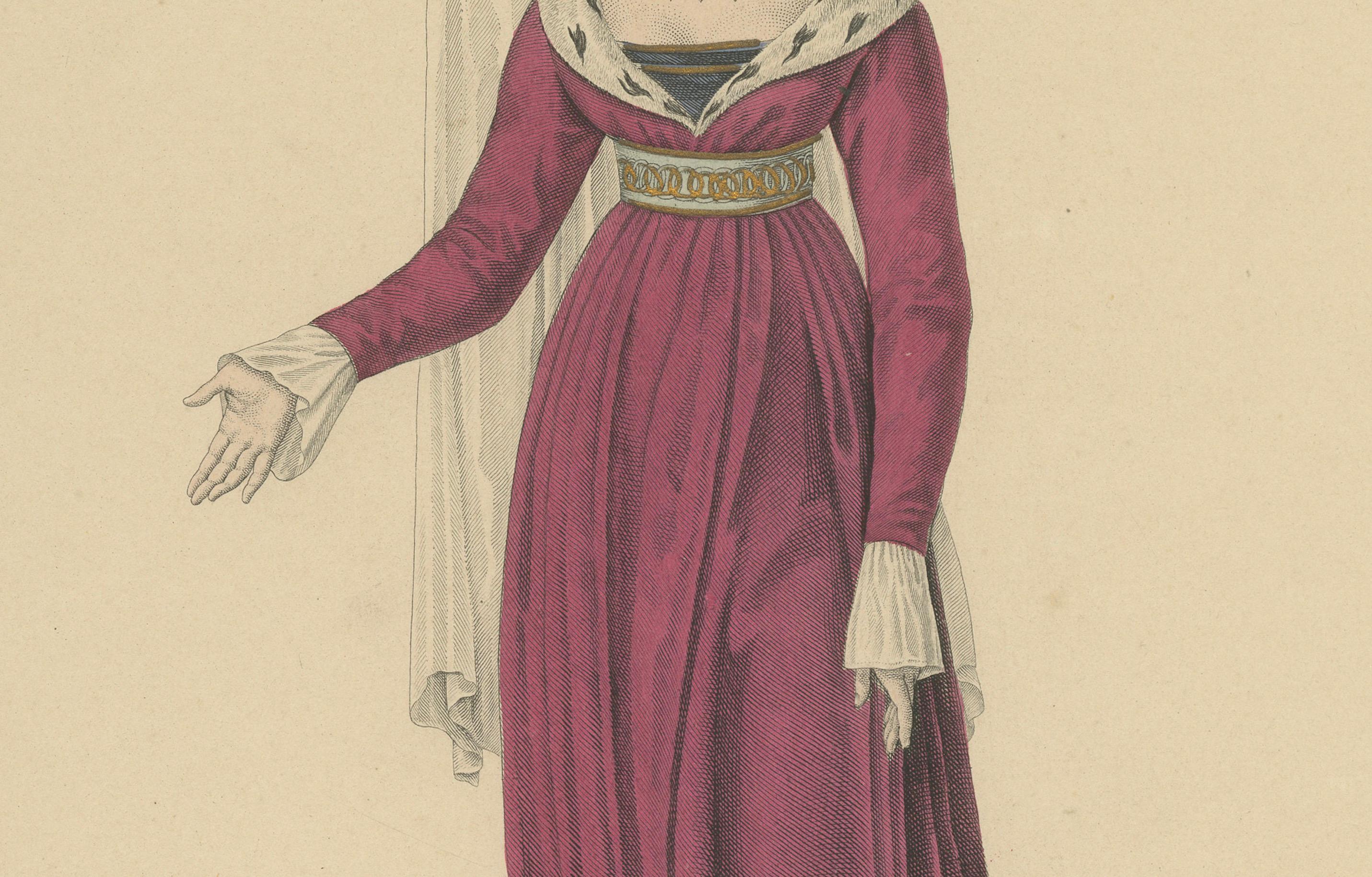 Handkoloriertes Porträt von Eurian, Gemahlin des Herzogs von Nevers, ca. 1900 (Französisch) im Angebot