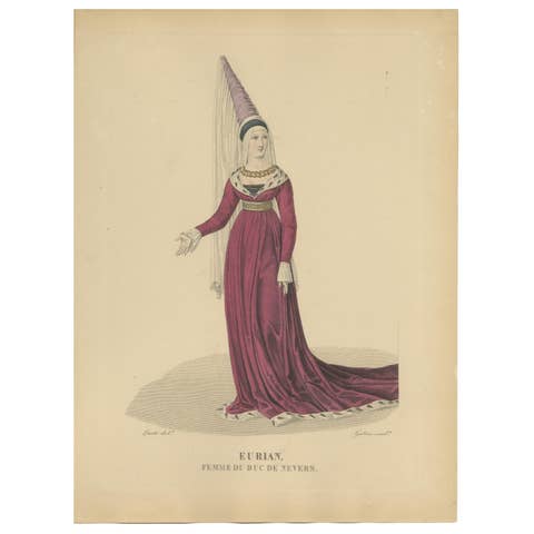 Hand-Colored Portrait of Eurian, Wife of the Duke of Nevers, ca. 1900