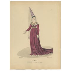 Handkoloriertes Porträt von Eurian, Gemahlin des Herzogs von Nevers, ca. 1900