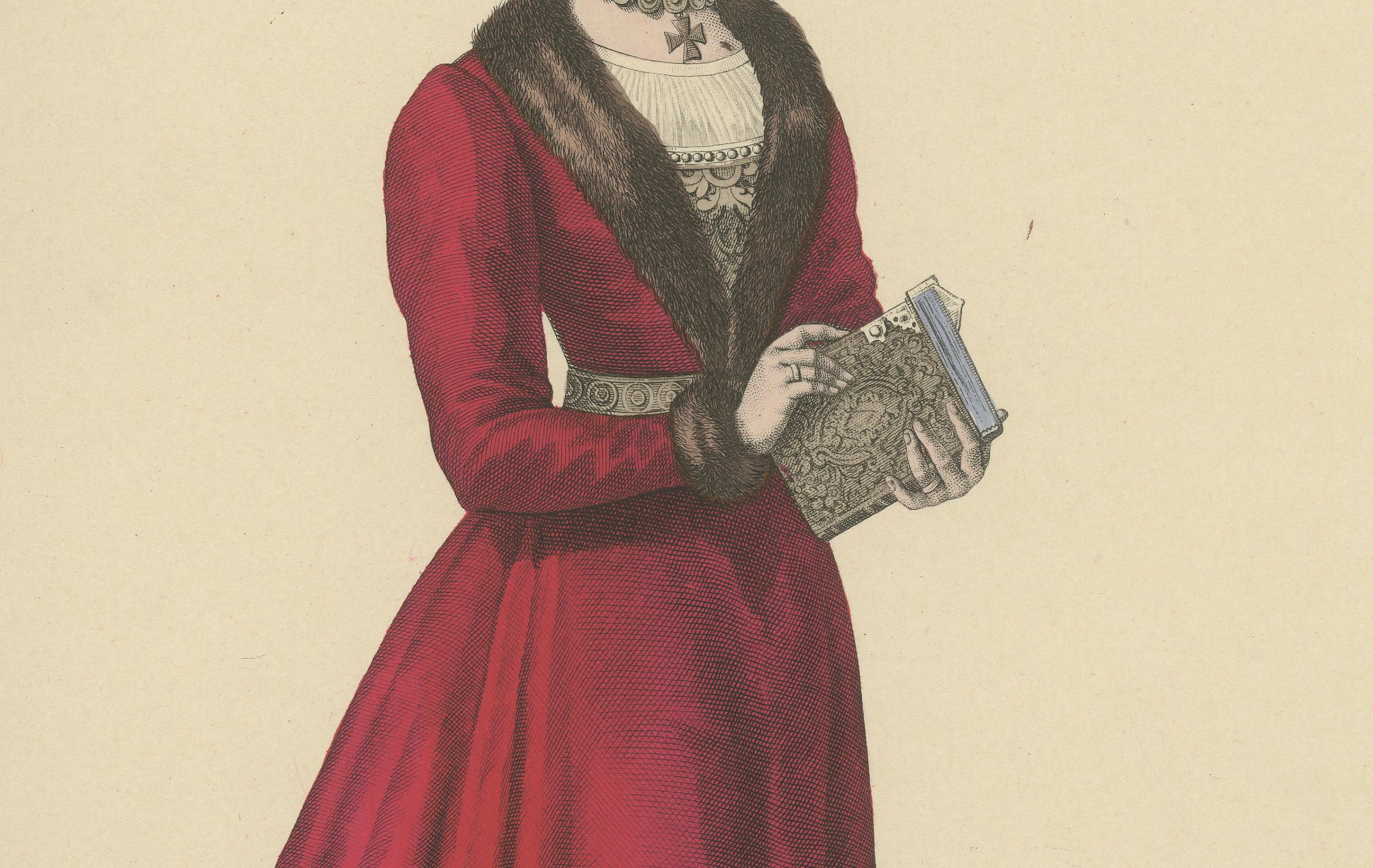 Handkoloriertes Porträt von Hermengarde, Tochter von Foulques le Rechin, um 1900 (Französisch) im Angebot