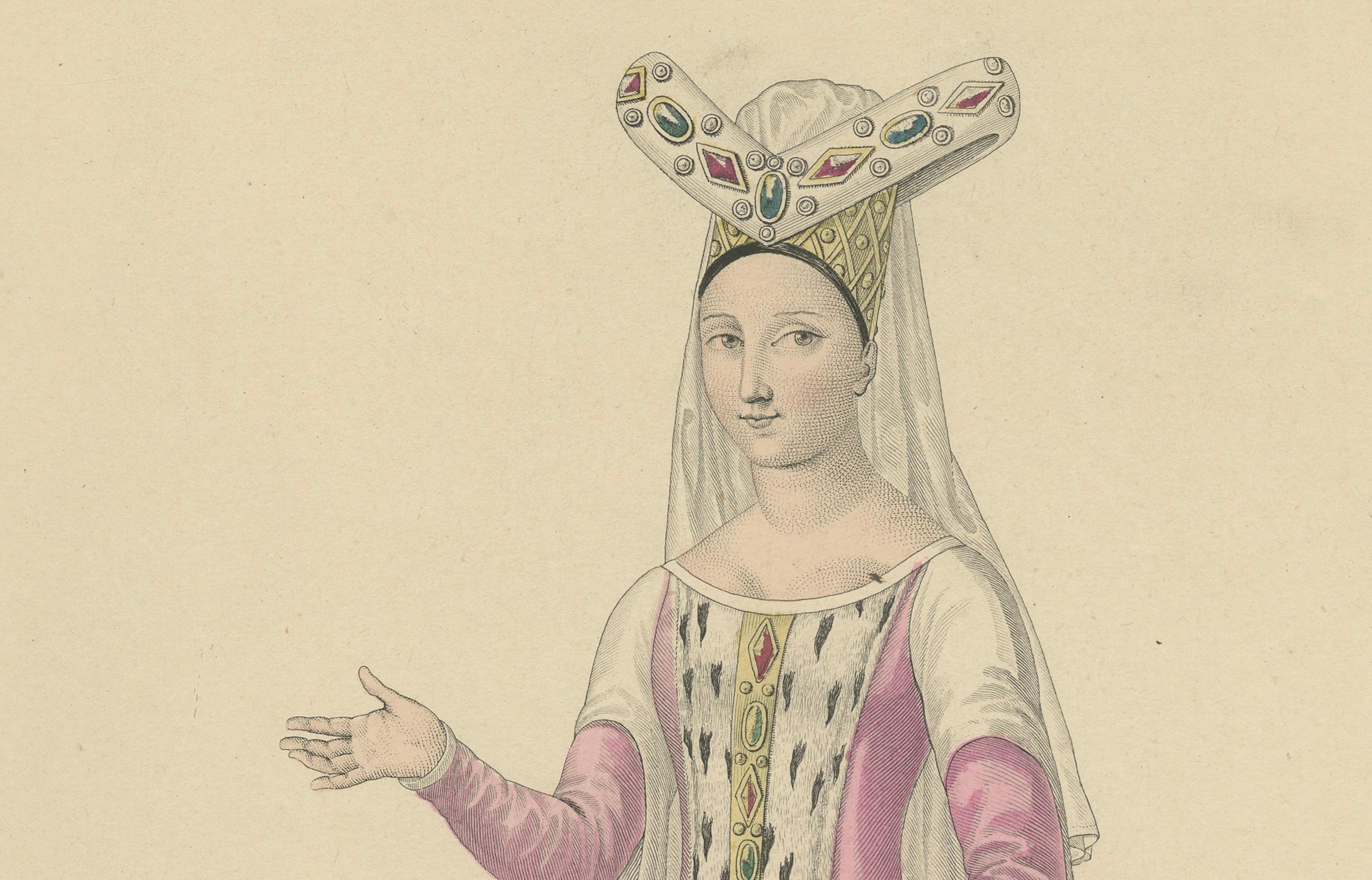 Handkoloriertes Porträt von Jacqueline de la Grange, Frankreich, ca. 1900 (nach 1827) (Graviert) im Angebot