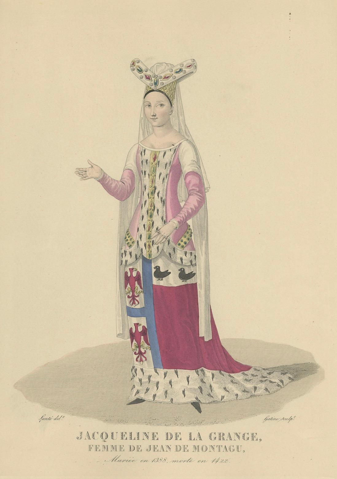 Handkoloriertes Porträt von Jacqueline de la Grange, Frankreich, ca. 1900 (nach 1827) im Zustand „Gut“ im Angebot in Langweer, NL