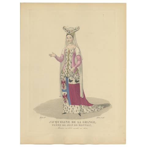 Hand-Colored Portrait of Jacqueline de la Grange, France, ca. 1900 (after 1827)