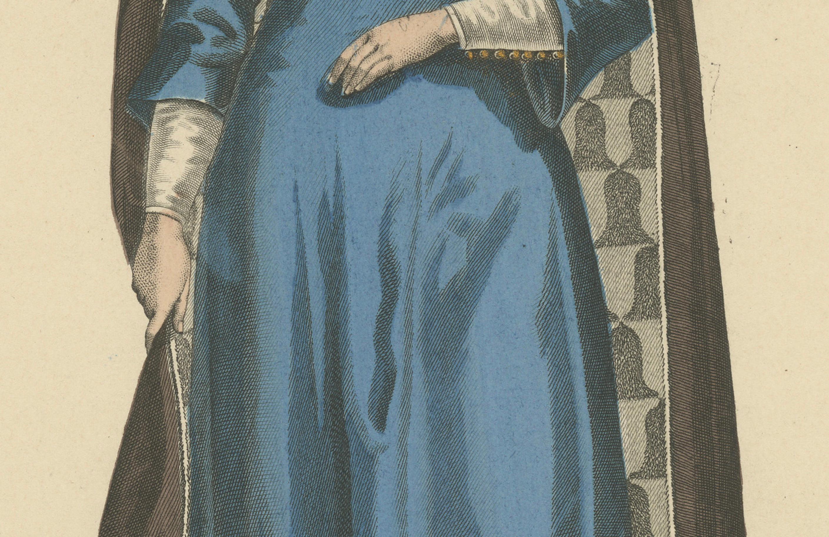 Handkoloriertes Porträt von Marguerite de Beaujeu - Antiker Druck, ca.1900 (Französisch) im Angebot