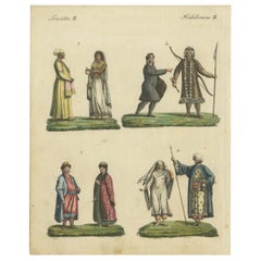 Handkolorierter Druck von Asiatischen aus Ostindien, Sibiren, Kalmyk und Arabia, 1801