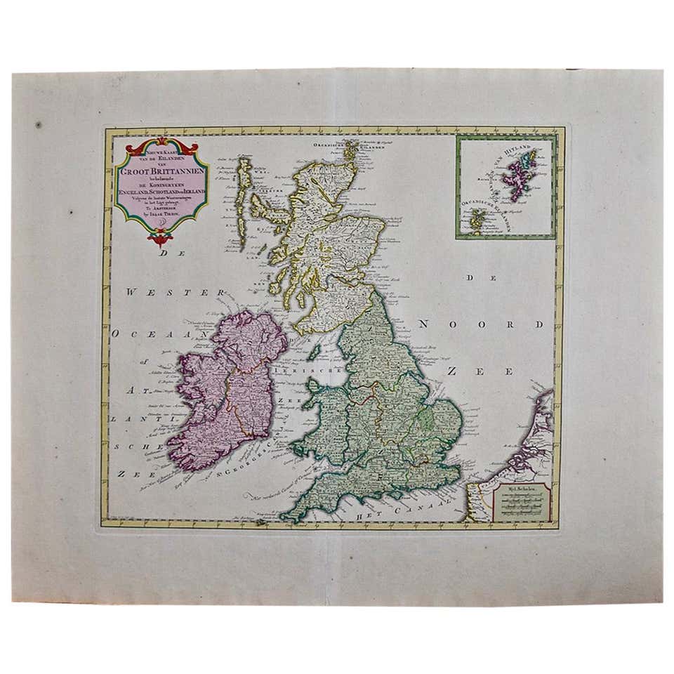 Small Antique Map of England, Wales, Scotland and Ireland with Original ...
