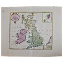 Antique England, Scotland & Ireland: A Hand Colored Map of Great Britain by Tirion