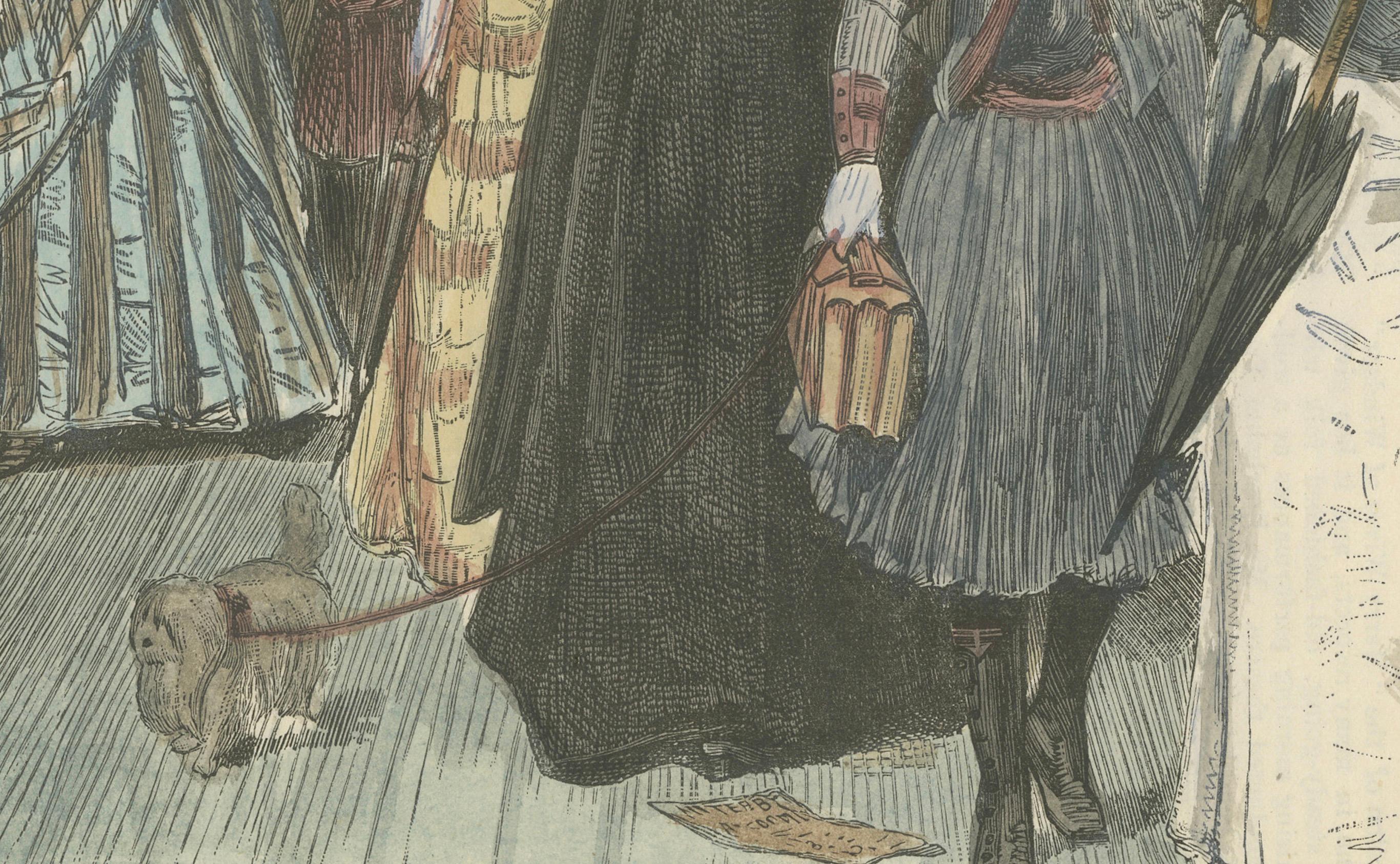 Handkolorierter viktorianischer Holzschnitt der Samuel-Mullens-Bibliothek in Melbourne, 1889 (Englisch) im Angebot