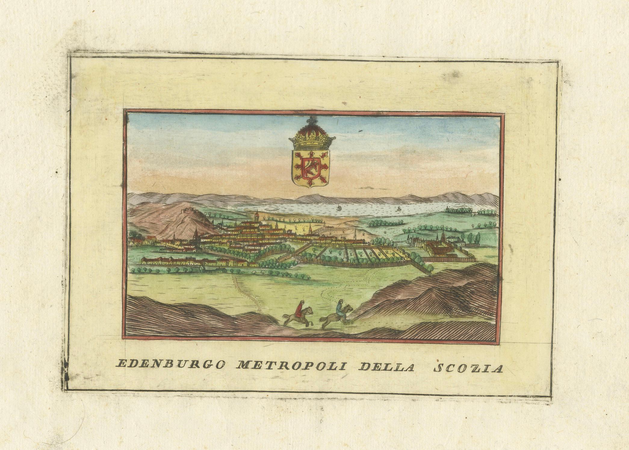 Handkolorierte Ansicht von Edinburgh, Italien, um 1700 - 