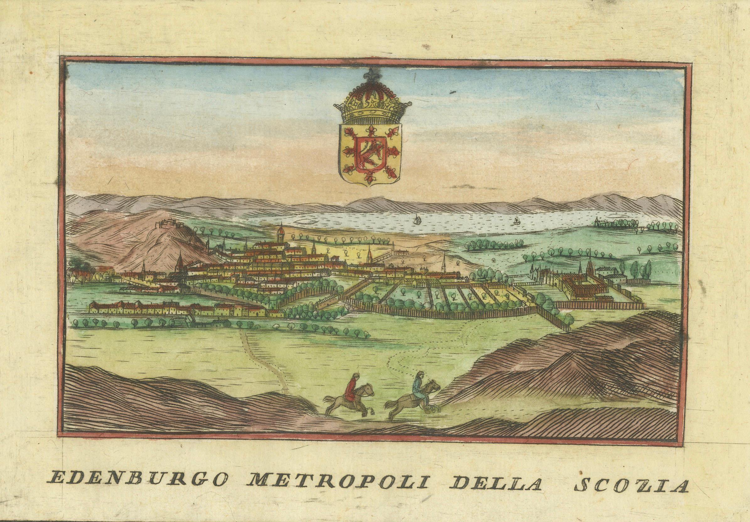Handkolorierte Ansicht von Edinburgh, Italien, um 1700 - 