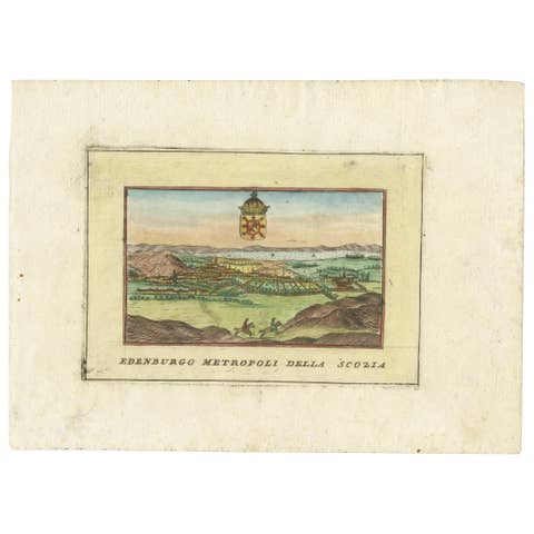 Hand-Colored View of Edinburgh, Italy, c.1700 – “Edenburgo Metropoli”