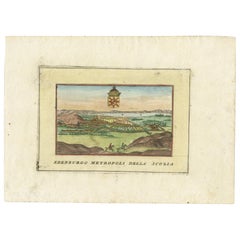 Veduta di Edimburgo, Italia, colorata a mano, 1700 circa - "Edenburgo Metropoli"