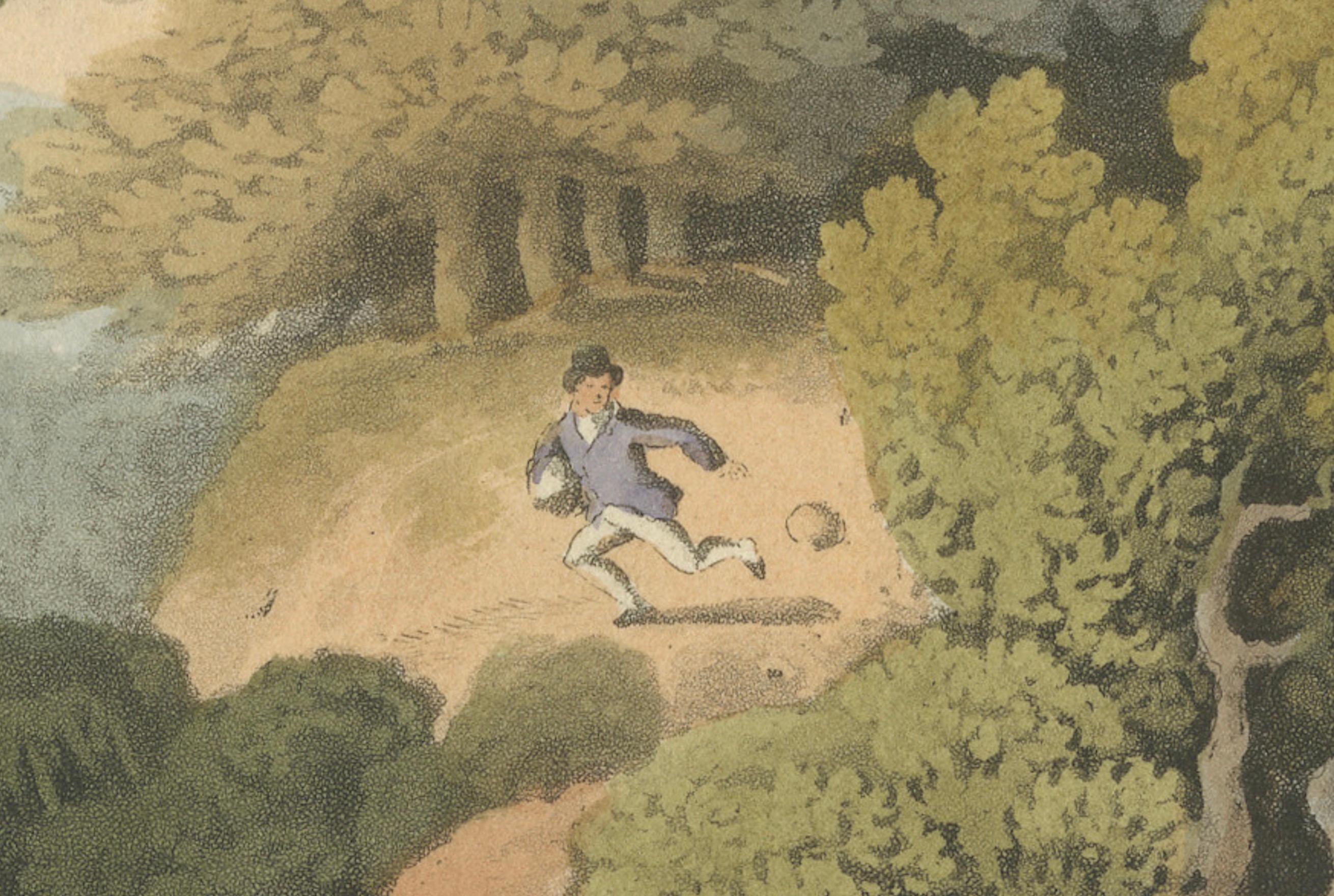 Handkolorierte Aquatinta 'Amerikanische Anekdote Wölfe & Junge', 1813 (Frühes 19. Jahrhundert) im Angebot