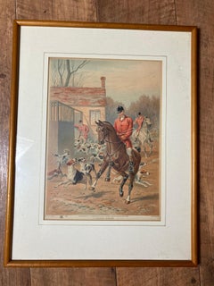 Hand-coloured English Hunting Print Named a Hunting Morning by Henry Alken