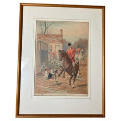 Hand-coloured English Hunting Print Named a Hunting Morning by Henry Alken