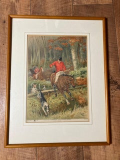 Hand-coloured English Hunting Print Named Gone Away by Henry Alken