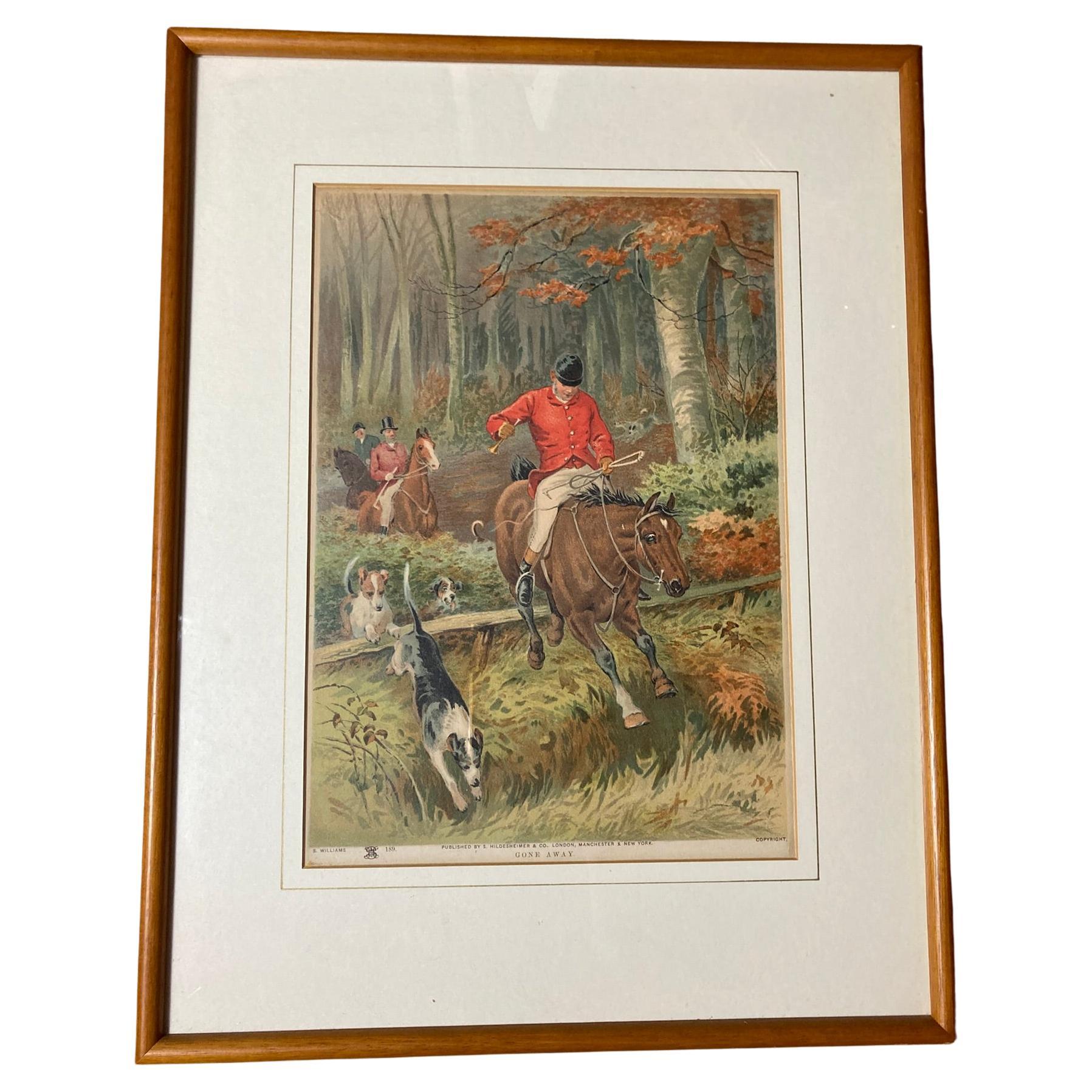 Hand-coloured English Hunting Print Named Gone Away by Henry Alken For Sale