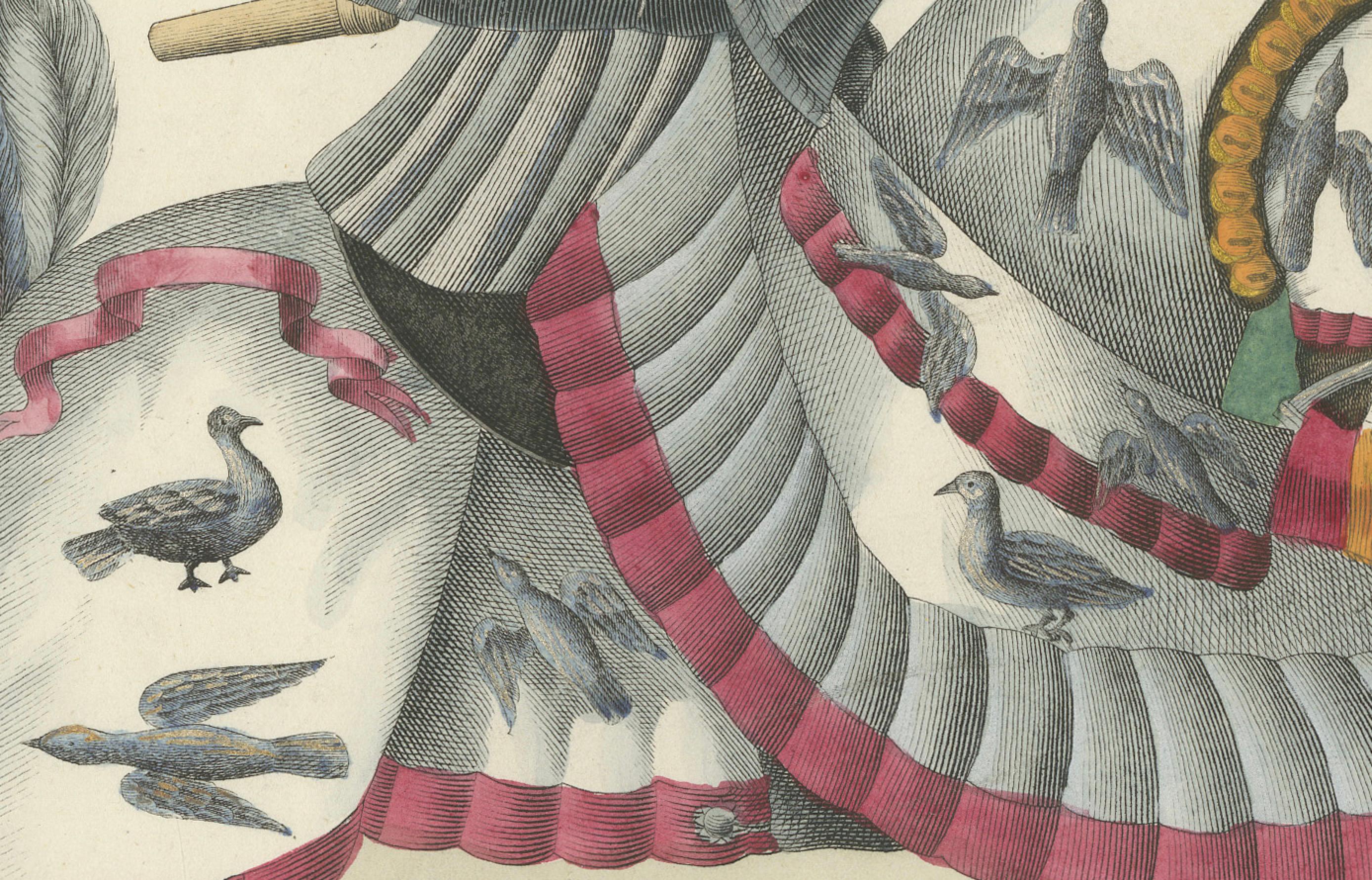 Scène de joue colorée à la main : cheval arqué et caparaçon rayé 1842 en vente 1